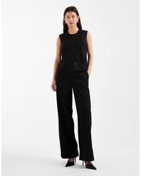 Object - Pantaloni Eleganti Neri E Grigi Gessati A Vita Medio Alta - Lyst