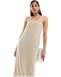 & Other Stories - Bandeau Midi Dress With Sequin And Faux Pearl Embellishment - Lyst