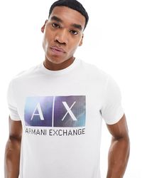 Armani Exchange - T-shirt avec encadré à logo sur la poitrine - cassé - Lyst