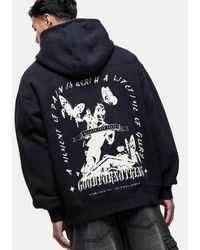 Good For Nothing - Felpa Nera Con Cappuccio E Stampa Di Cavallo Sulla Schiena - Lyst