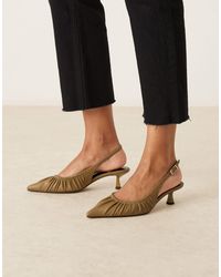 ASOS - Serenity Ruched Slingback Kitten Heel Shoes - Lyst