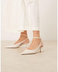 Mango - Zapatos Blanco Clásicos De Tacón Bajo Con Tira Tobillera De - Lyst