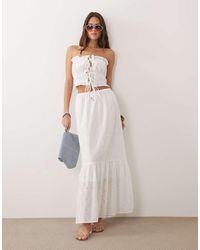 esmé studios - Esmee Tie Front Maxi Broderie Beach Skirt - Lyst