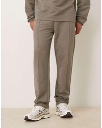 ASOS - Joggers Caquis De Pernera Recta Con Jaretas De Piqué De -Verde - Lyst