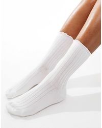 Vero Moda - Ribbed Frill Socks - Lyst