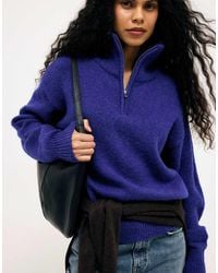 NA-KD - Wool Blend Zipper Sweater - Lyst
