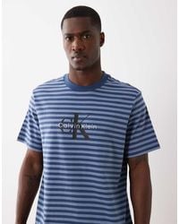 Calvin Klein - Monologo Two Tone Stripe T-shirt - Lyst