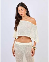 SIMMI - Sheer Drape Sequin Knit Co-Ord Top - Lyst