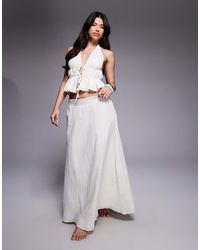 The Frolic - Exclusive Linen Look Crinkle Tie Waist Maxi Skirt Co-Ord - Lyst