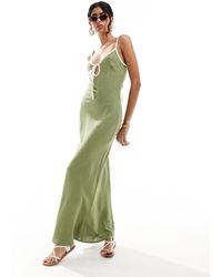 ASOS - Linen Slip Dress With Contrast Binding - Lyst