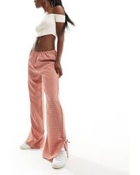 Miss Selfridge - Pull On Cotton Poplin Wide Leg Gingham Trouser With Tie Side Detail - Lyst