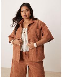 ASOS - Curve Suede Boxy Shirt Co-ord - Lyst