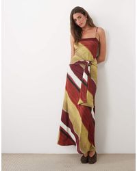 ASOS - Square Neck With Tie Detail Maxi Dress With Ombre Stripe Print - Lyst