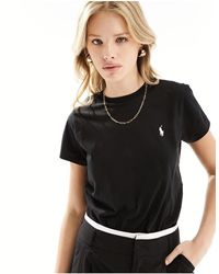 Polo Ralph Lauren - Camiseta negra con cuello redondo y logo - Lyst