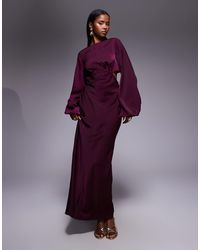 ASOS - Long Sleeved Cut Out Maxi Dress With Knot Back Detail - Lyst