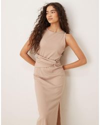 ASOS - Ribbed Sleeveless Racer Knot Waist Midi Dress - Lyst