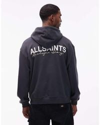 AllSaints - Emblem Graphic Logo Hoodie With Back Print - Lyst