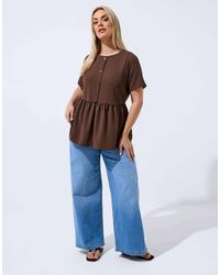 Yours Clothing - Button Peplum Top - Lyst
