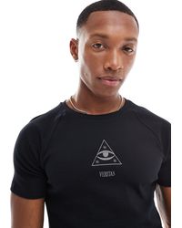 ASOS - T-shirt attillata a coste nera con ricamo di stella - Lyst