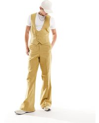 ASOS - Pantaloni da abito a zampa vintage color pietra effetto fiammato - Lyst