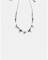 Stradivarius - Collana Con Perline E Strass Grigia - Lyst