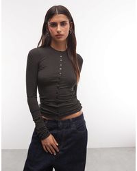 Weekday - Button Front Long Sleeve Top - Lyst