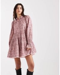 Miss Selfridge - Tiered Paisley Poplin Smock Dress - Lyst
