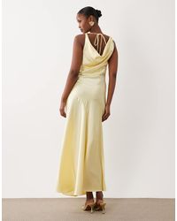 Vila - Halter Cowl Neck Satin Maxi Dress - Lyst