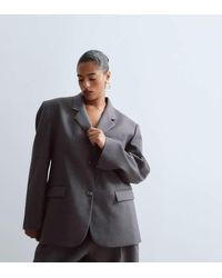 ARRANGE - Curve Premium Oversized Wool Blazer With Contrast Striped Lining - Lyst