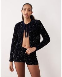 Mango - Sequin Tie Front Jacket Co-ord - Lyst
