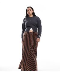 ASOS - Asos Design Curve Mixed Stripe Godet Maxi Skirt - Lyst