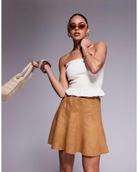 River Island - Suedette Flippy Mini Skirt - Lyst