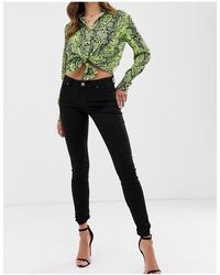 ASOS Lisbon - Jean skinny longueur cheville à taille mi-haute - pur - Noir