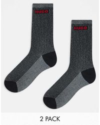 BOSS - Pack De 2 Pares De Calcetines Negros De Hugo Bodywear - Lyst
