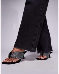 River Island - Toe Thong Heeled Sandals With Diamante Detail - Lyst