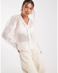 Object - Blouse boutonnée en dentelle transparente - Lyst