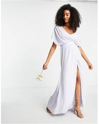 ASOS - Bridesmaid Short Sleeved Cowl Front Maxi Dress With Button Back Detail - Lyst