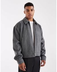 ASOS - Blouson harrington en imitation laine poivre et sel - Lyst