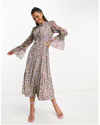 French Connection - Ditsy Floral Ruffle Midi Dress - Lyst
