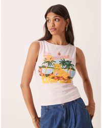 ASOS - Boat Neck Vest With Hotfix Postcard Graphic - Lyst