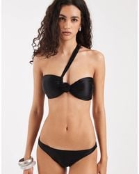 Vero Moda - One Shoulder Bandeau Bikini Top With Floral Corsage Detail - Lyst