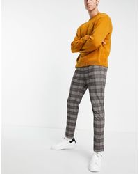 Pantalones grises con diseño a cuadros Bershka de Denim de color Gris para  hombre | Lyst