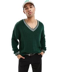 ASOS - Oversized Cable Knit Cricket Jumper - Lyst