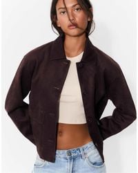 Stradivarius - Veste imitation daim avec poches - bordeaux - Lyst