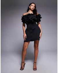 ASOS - One Off Shoulder Mini Lantern Dress With Corsage Trim Bodice - Lyst