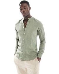 Only & Sons - Overhemd Van Linnenmix Zonder Kraag - Lyst