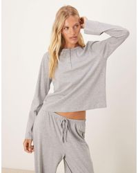 ASOS - Mix & Match Cotton Long Sleeve Henley Pyjama Top - Lyst