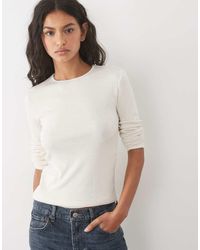 Mango - Round Neck Long Sleeve T-Shirt - Lyst