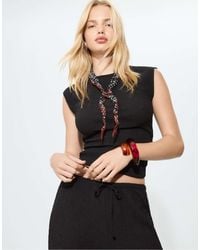 Stradivarius - T-shirt texturé à mancherons et fronces - Lyst