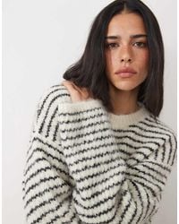 4th & Reckless - Wool Mix Textured Wide Sleeve Crew Neck Jumper - Lyst